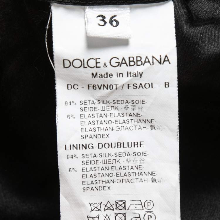 Pre Owned Dolce & Gabbana Black Lemon Printed Silk Ruched Maxi Dress XS
