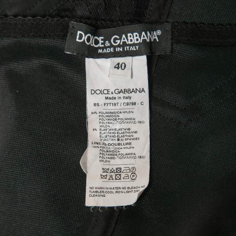 Pre Owned Dolce & Gabbana Black Nylon Sleeveless Cropped Corset Top S