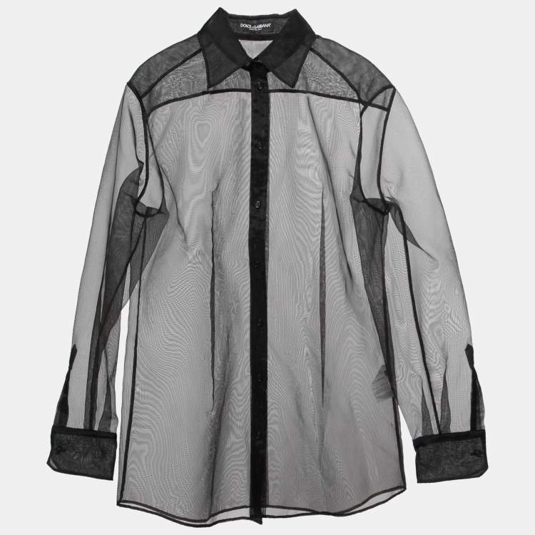 Pre Owned Dolce & Gabbana Black Nylon Transparent Full Sleeve Shirt M