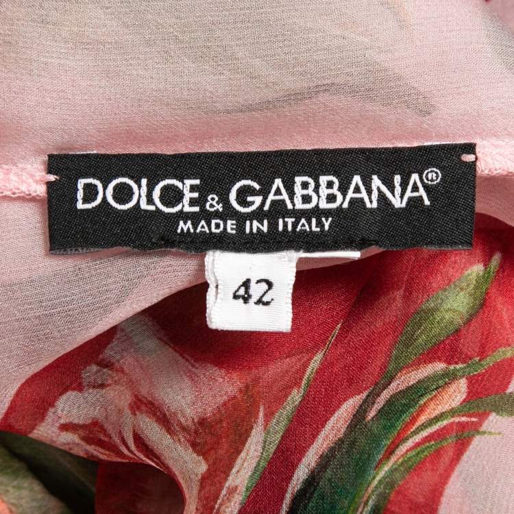 Pre Owned Dolce & Gabbana Multicolor Floral Printed Silk Chiffon Asymmetrical Kaftan Tunic Dress M