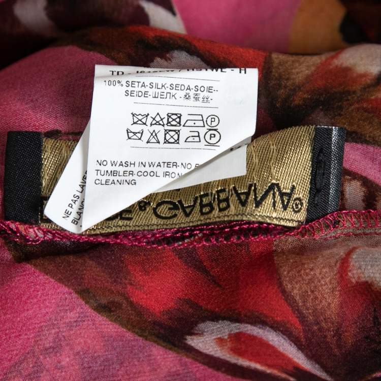Pre Owned Dolce & Gabbana Pink Butterfly Printed Silk Chiffon Asymmetrical Kaftan Dress M