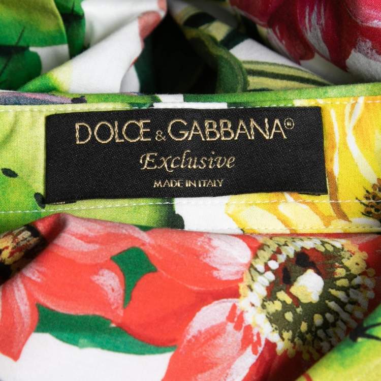 Pre Owned Dolce & Gabbana Multicolor Cactus Print Cotton Shirt M