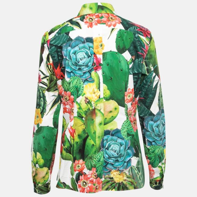 Dolce & Gabbana Multicolor Cactus Print Cotton Shirt M Dolce & Gabbana