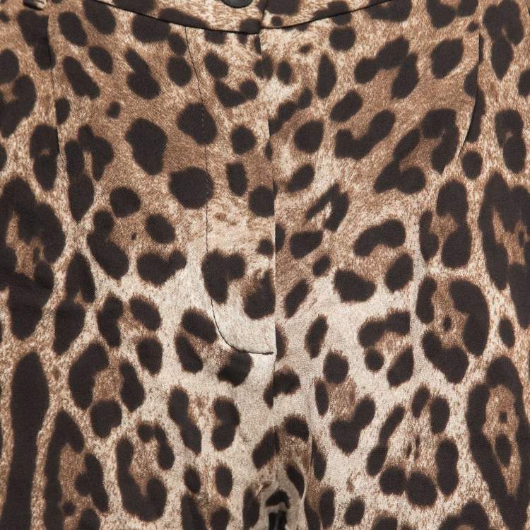 Pre Owned Dolce & Gabbana Brown Animal Print Crepe Shorts S