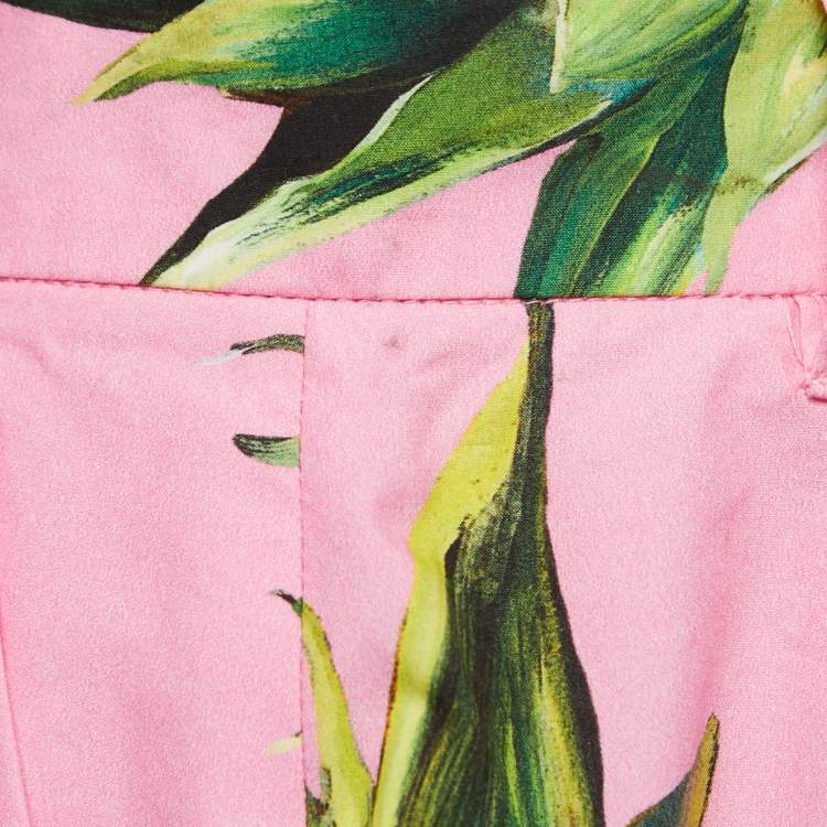 Pre Owned Dolce & Gabbana Pink Pineapple Printed Cotton Shorts M