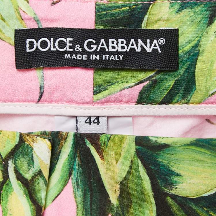 Pre Owned Dolce & Gabbana Pink Pineapple Printed Cotton Shorts M