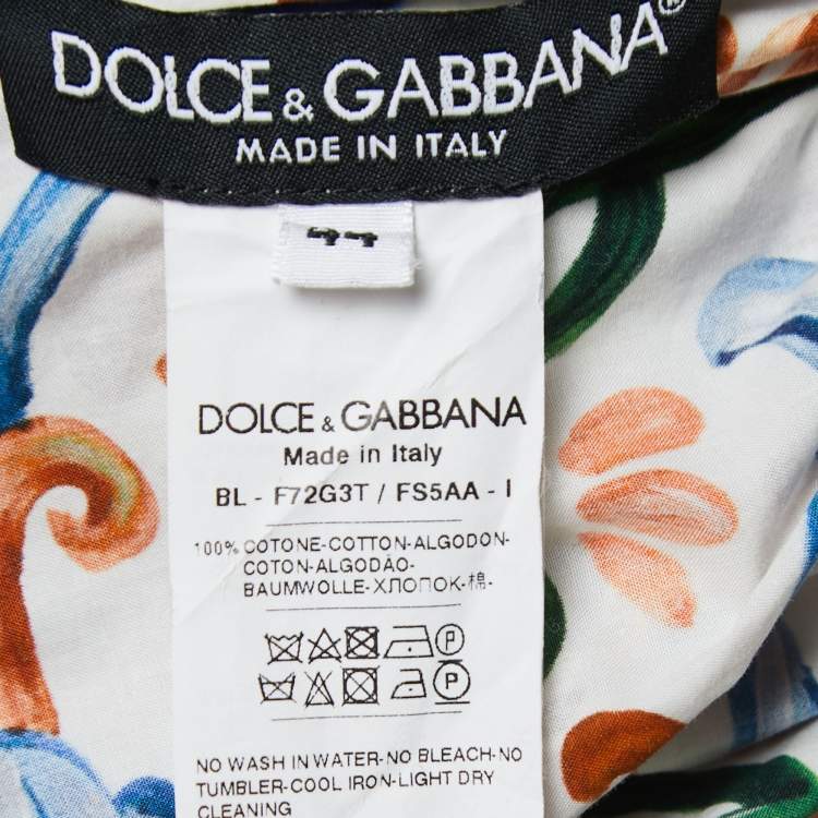 Pre Owned Dolce & Gabbana Multicolor Majolica Printed Cotton Off Shoulder Crop Top M