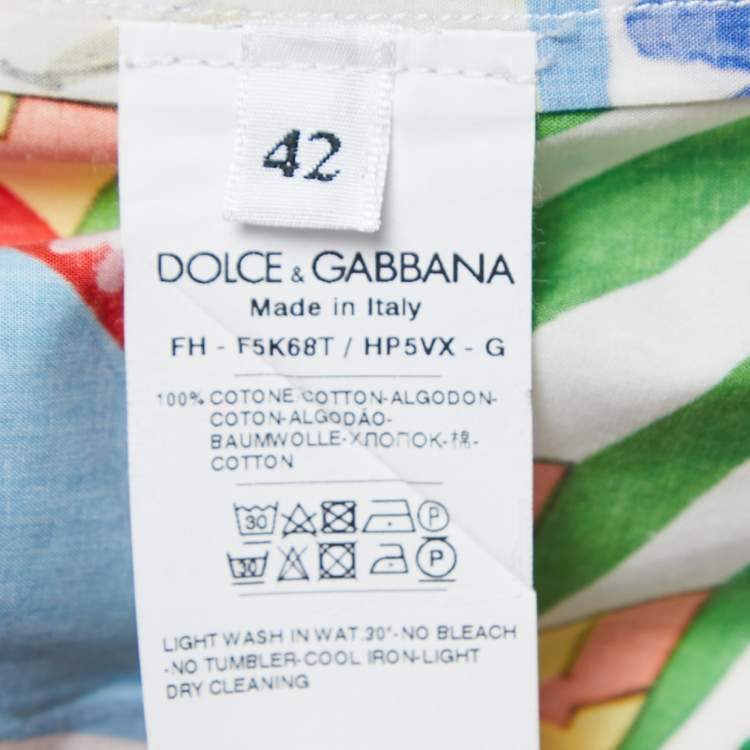 Pre Owned Dolce & Gabbana Multicolor Printed Cotton Knot Shirt M