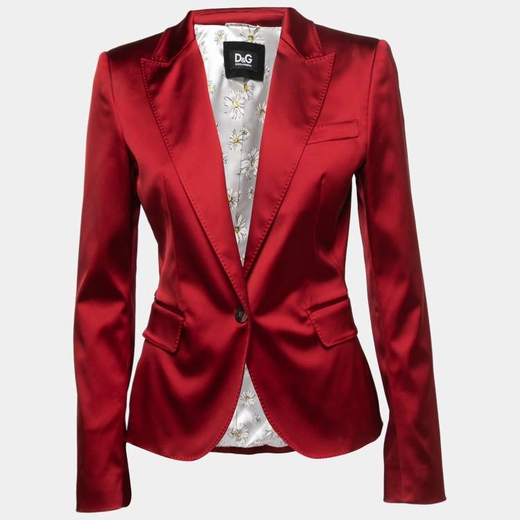 مملوكة مسبقًا Dolce & Gabbana Red Satin Single Breasted Blazer M