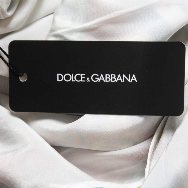 Pre Owned Dolce & Gabbana Multicolor Printed Silk Wide Kimono Sleeve Short Dress XS