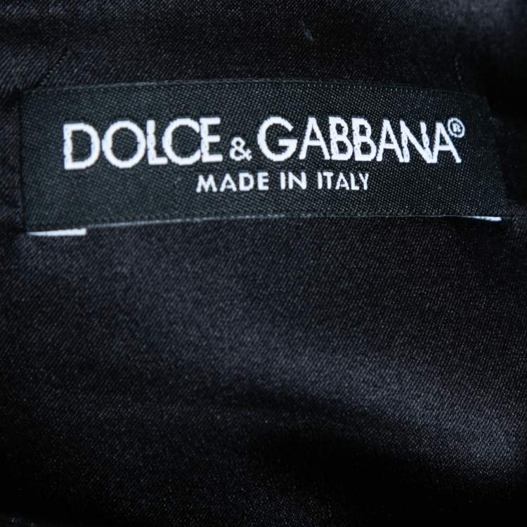 Pre Owned Dolce & Gabbana Black Space Print Crepe Long Sleeve Midi Dress M
