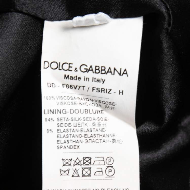 Pre Owned Dolce & Gabbana Black Space Print Crepe Long Sleeve Midi Dress M