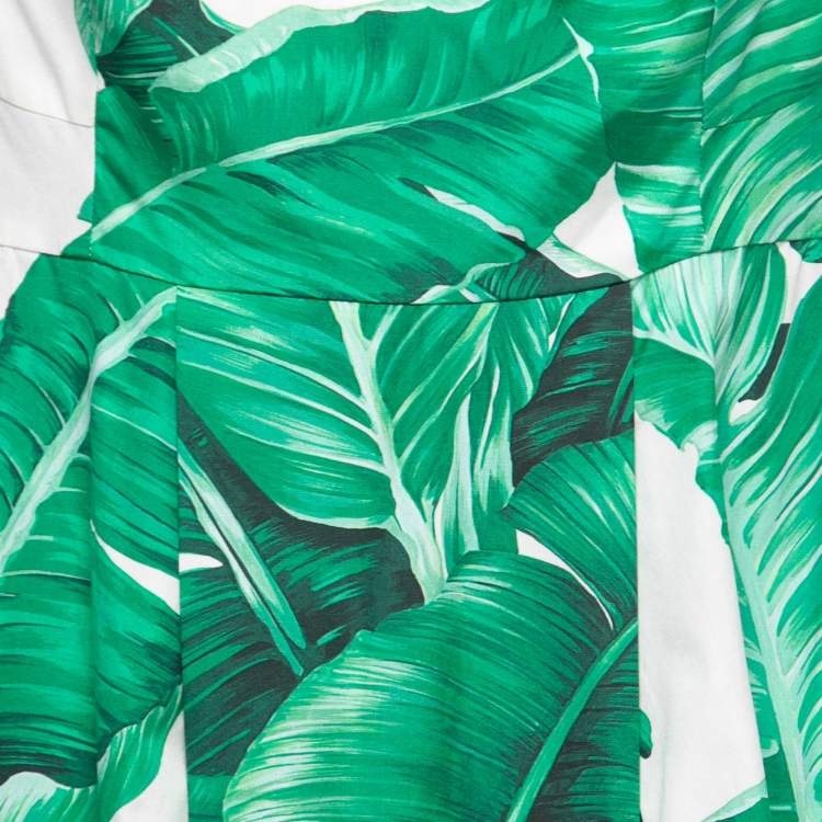مملوكة مسبقًا Dolce & Gabbana Green Banana Leaf Print Cotton Maxi Dress L