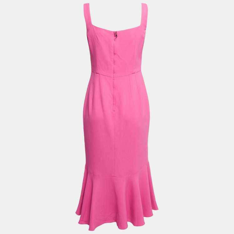 Pre Owned Dolce & Gabbana Pink Crepe Sleeveless Midi Dress S