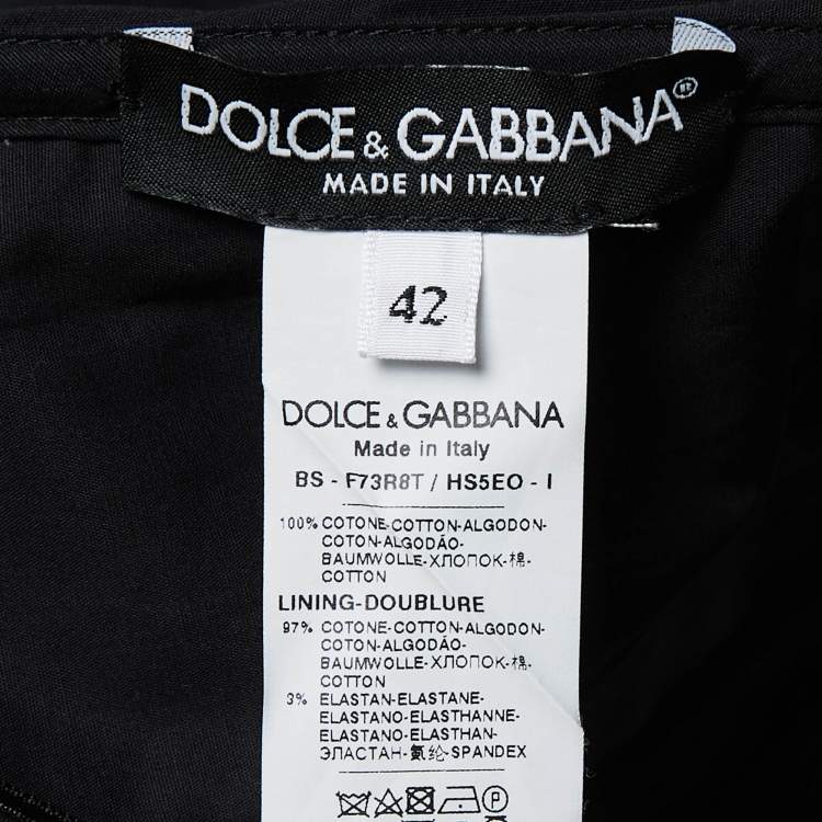 Pre Owned Dolce & Gabbana Black Floral Printed Cotton Lace Up Corset Top M