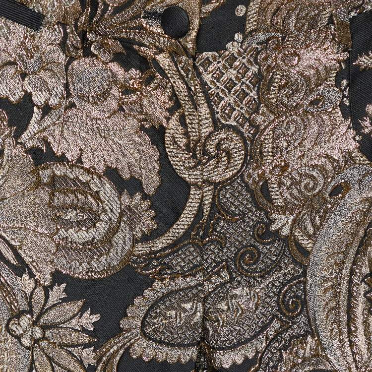 Pre Owned Dolce & Gabbana Black Brocade Tapered Leg Pants M