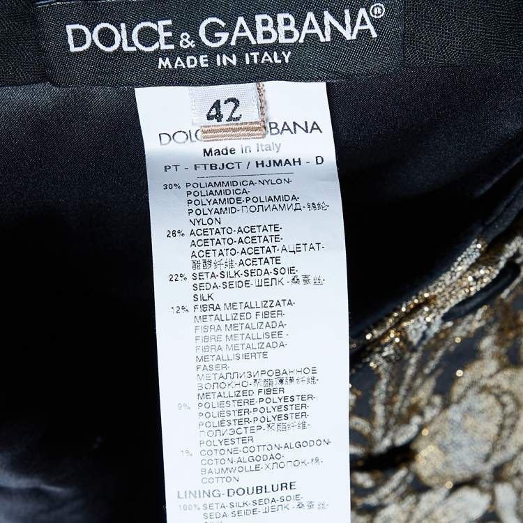 Pre Owned Dolce & Gabbana Black Brocade Tapered Leg Pants M