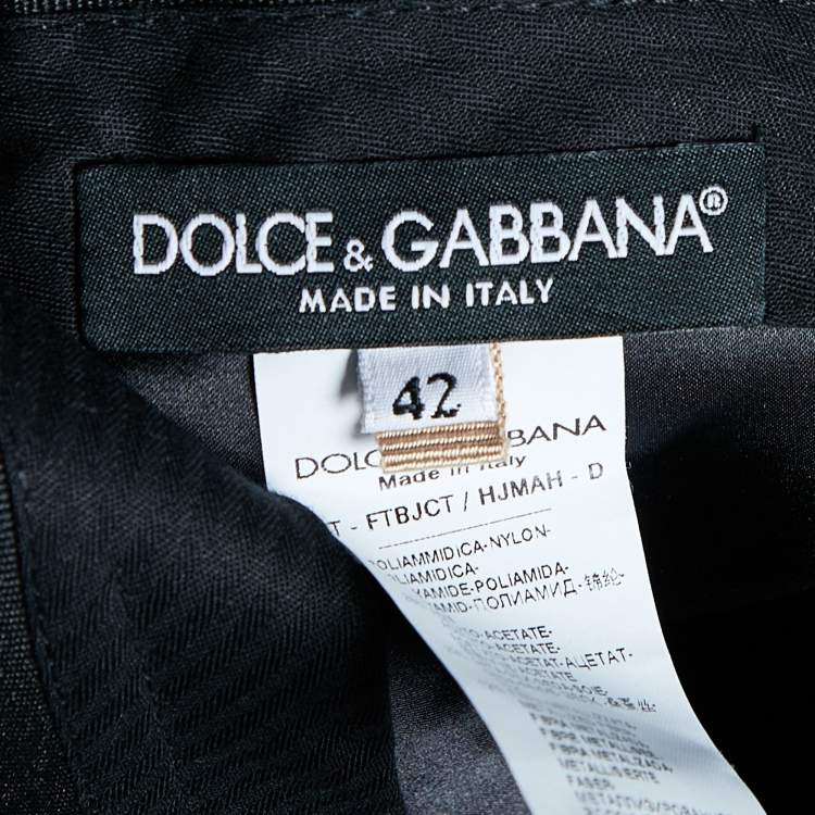 Pre Owned Dolce & Gabbana Black Brocade Tapered Leg Pants M