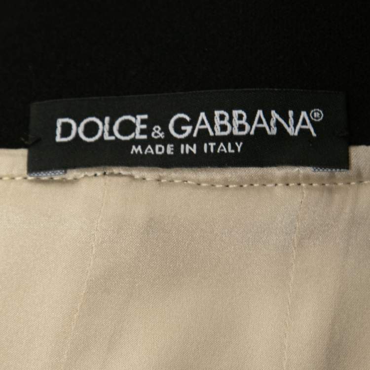 Pre Owned Dolce & Gabbana Cream Floral Print Crepe Knee Length Skirt M