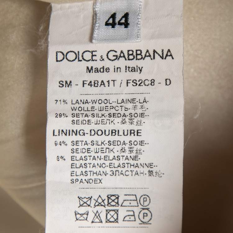 Pre Owned Dolce & Gabbana Cream Floral Print Crepe Knee Length Skirt M