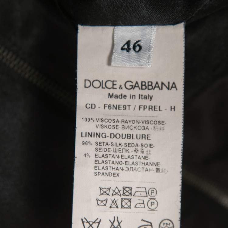 Pre Owned Dolce & Gabbana Navy Blue Floral Printed Crepe Long Sleeve Midi Dress L