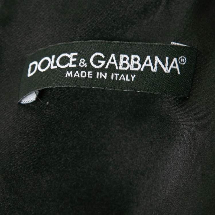 Pre Owned Dolce & Gabbana Navy Blue Floral Printed Crepe Long Sleeve Midi Dress L