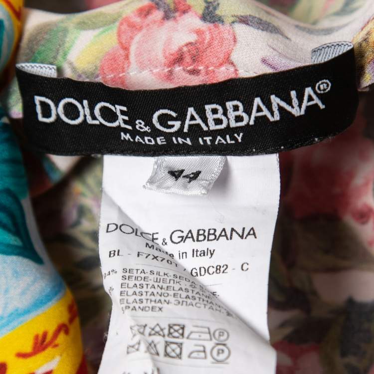 Pre Owned Dolce & Gabbana Multicolor Mambo Print Silk Top M