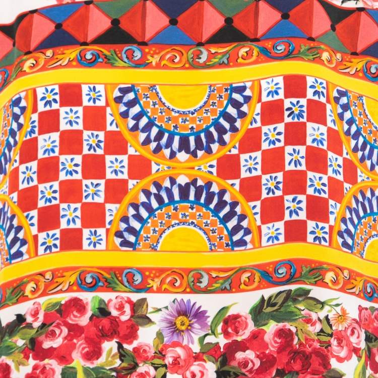 Pre Owned Dolce & Gabbana Multicolor Mambo Print Silk Top M