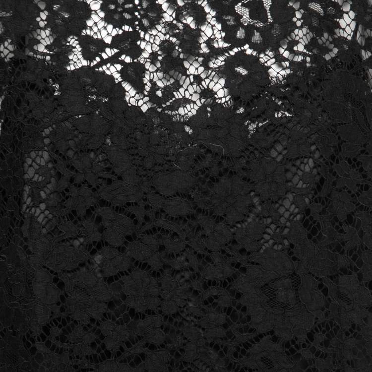 مملوكة مسبقًا Dolce & Gabbana Black Floral Lace Long Sleeve Top XL