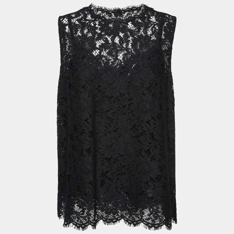 مملوكة مسبقًا Dolce & Gabbana Black Lace Oversized Sleeveless Top XL