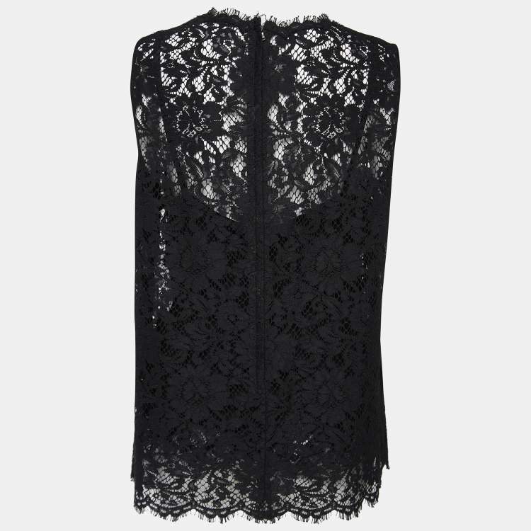 مملوكة مسبقًا Dolce & Gabbana Black Lace Oversized Sleeveless Top XL