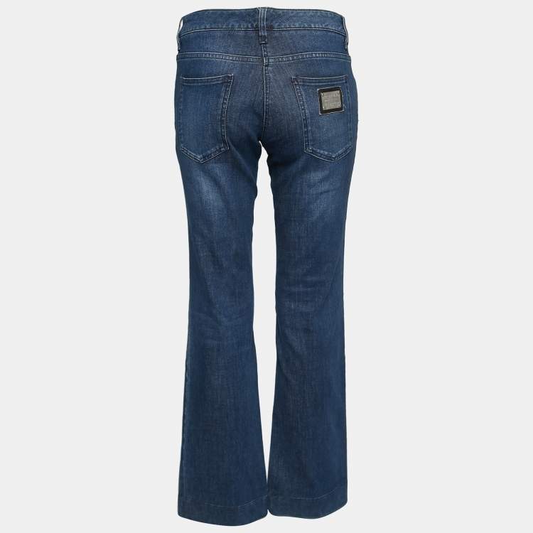 Pre Owned Dolce & Gabbana Navy Blue Denim Straight Leg Jeans M Waist 33" 