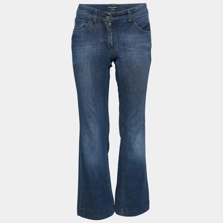 Pre Owned Dolce & Gabbana Navy Blue Denim Straight Leg Jeans M Waist 33" 