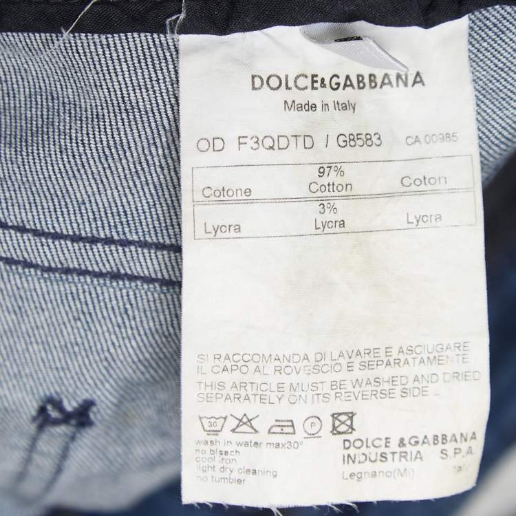 Pre Owned Dolce & Gabbana Navy Blue Denim Straight Leg Jeans M Waist 33" 