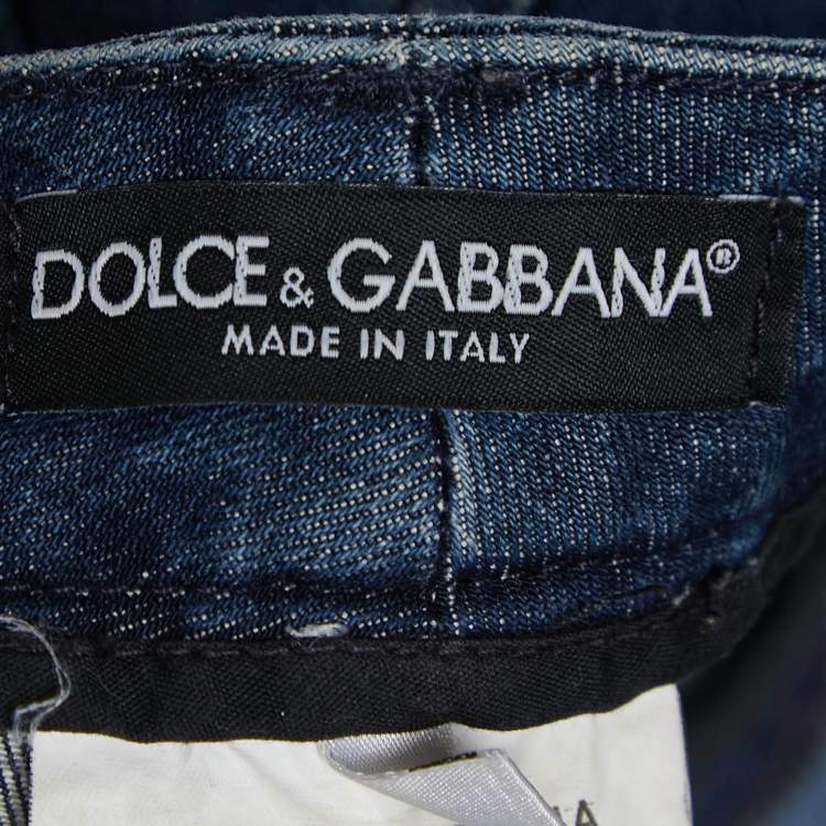Pre Owned Dolce & Gabbana Navy Blue Denim Straight Leg Jeans M Waist 33" 