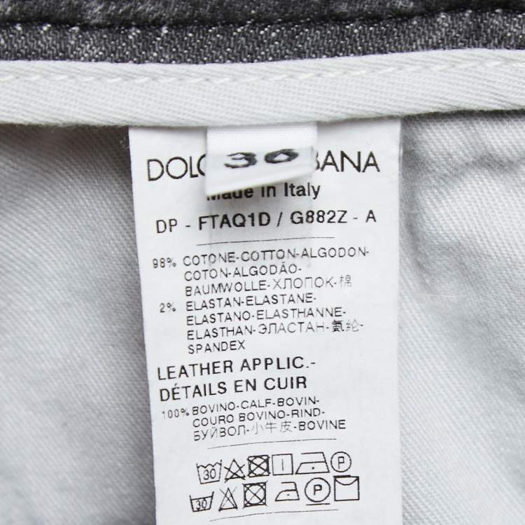 Pre Owned Dolce & Gabbana Light Grey Distressed Denim Frayed Skinny Jeans XS