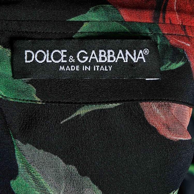 Pre Owned Dolce & Gabbana Black Rose Printed Silk Button Front Shirt S