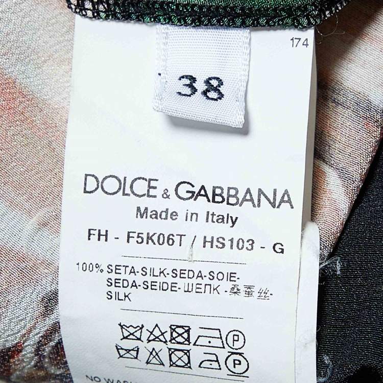 Pre Owned Dolce & Gabbana Black Rose Printed Silk Button Front Shirt S