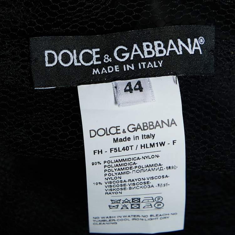 Pre Owned Dolce & Gabbana Black Mesh D'esprit Ruffled Sheer Shirt M