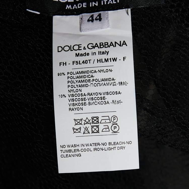 Pre Owned Dolce & Gabbana Black Mesh D'esprit Ruffled Sheer Shirt M