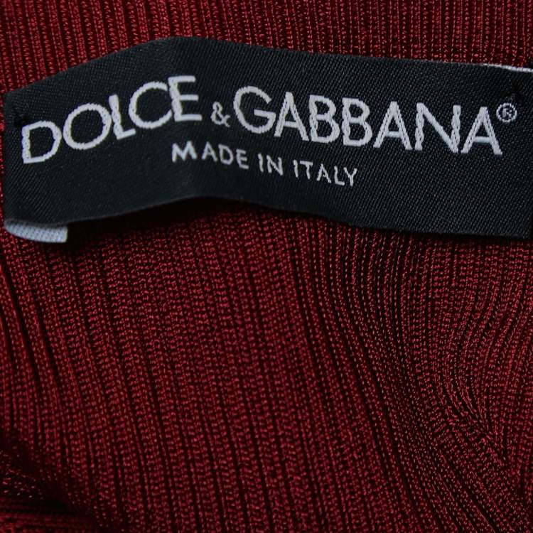 Pre Owned Dolce & Gabbana Red Knit Button Front Cardigan L