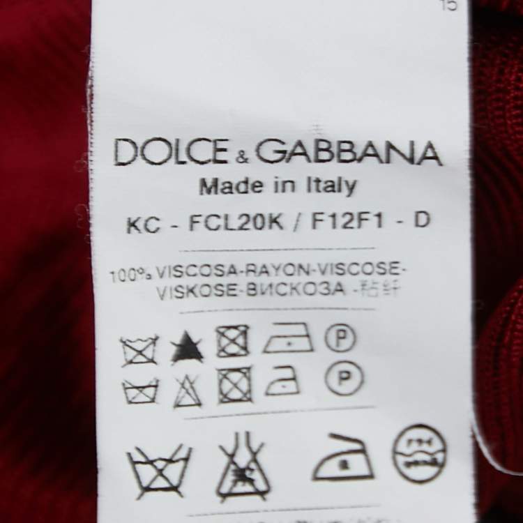 Pre Owned Dolce & Gabbana Red Knit Button Front Cardigan L