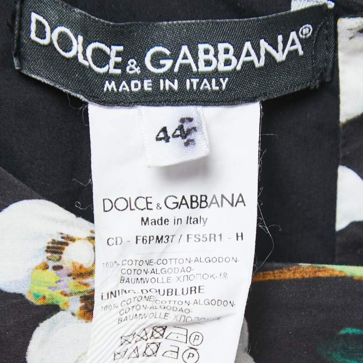 Pre Owned Dolce & Gabbana Black Floral Printed Cotton Maxi Dress M