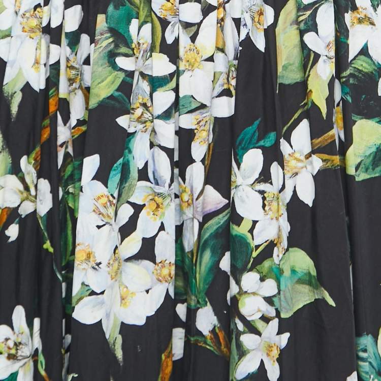 Pre Owned Dolce & Gabbana Black Floral Printed Cotton Maxi Dress M