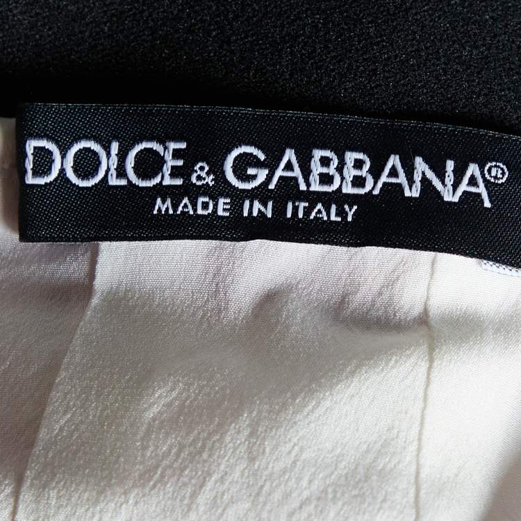 Pre Owned Dolce & Gabbana Red & White Striped Embellished Cotton Maxi Skirt S