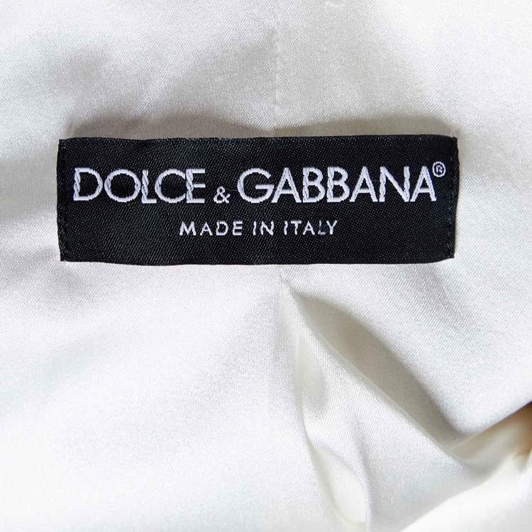 Pre Owned Dolce & Gabbana White Silk Double Breasted Blazer M