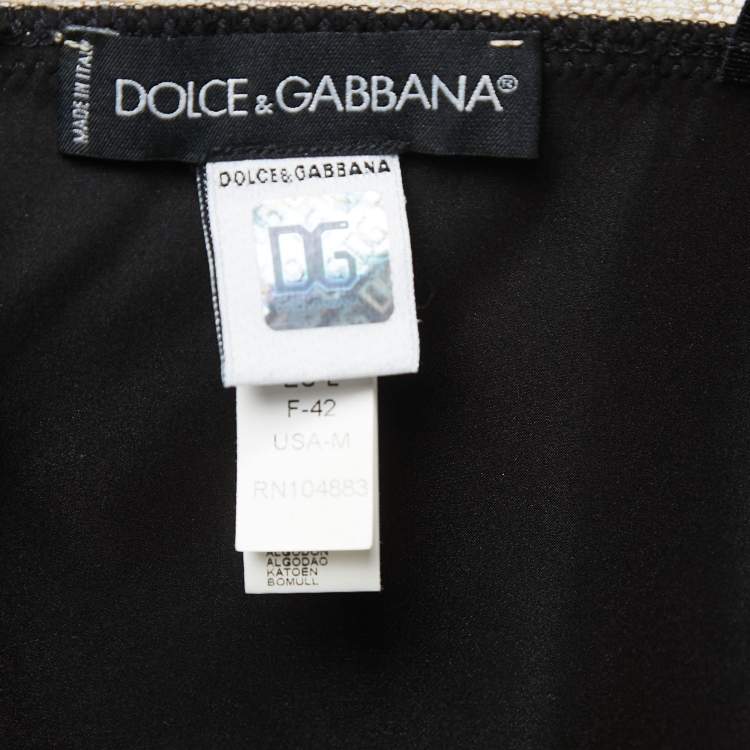 Pre Owned Dolce & Gabbana Black Satin Lace Trimmed Corset Detail Camisole M