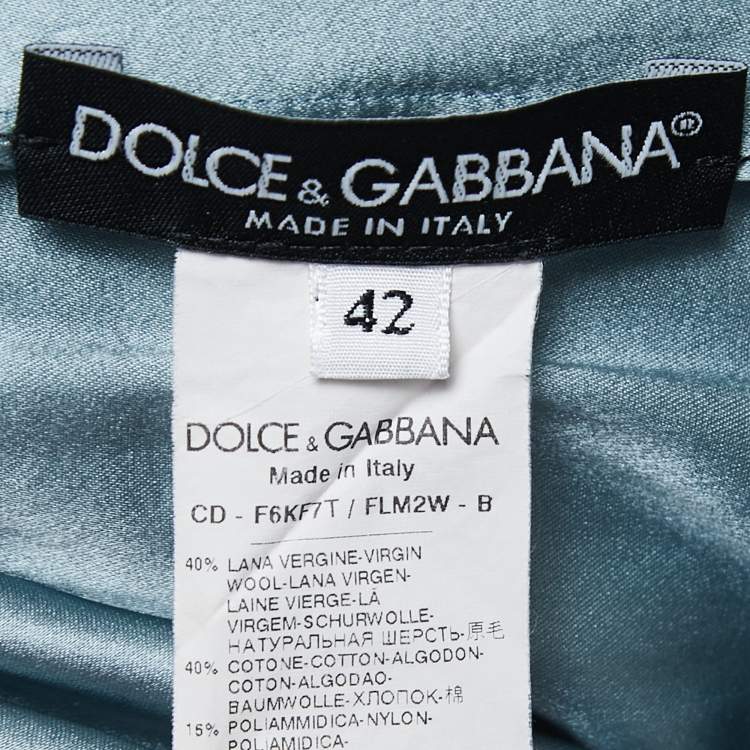 مملوكة مسبقًا Dolce & Gabbana Blue Lace Overlay Wool Blend Short Dress M