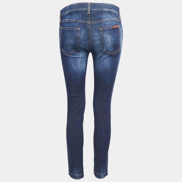 Pre Owned Dolce & Gabbana Blue Denim Pretty Skinny Jeans M Waist 28"
