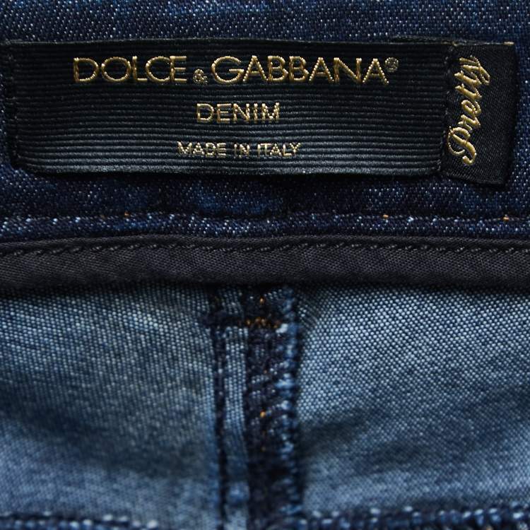 Pre Owned Dolce & Gabbana Blue Denim Pretty Skinny Jeans M Waist 28"